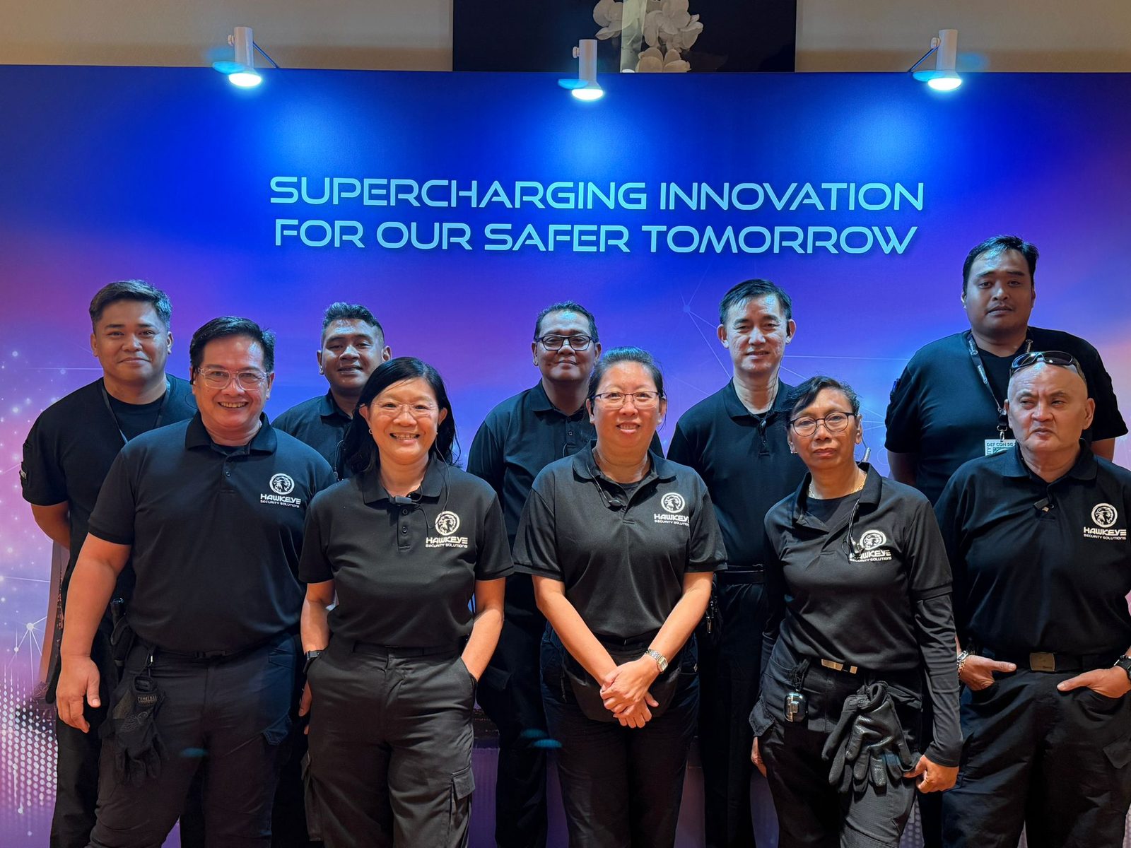 The Hawkeye Security team in firm uniform at DEF CON Singapore